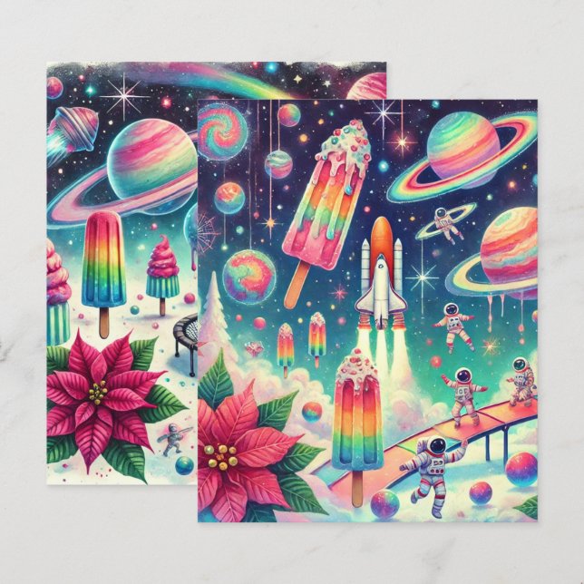 Papier à rebut Whimsical Cosmique Poinsettia (Devant / Derrière)