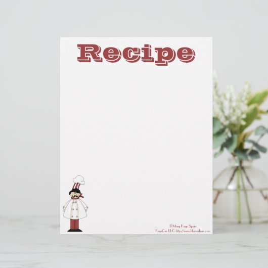 Papier à recette - Chef cuisine - Recettes (Debout devant)