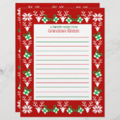 Papier à recette Noël (Devant / Derrière)