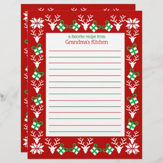 Papier à recette Noël (Devant / Derrière)