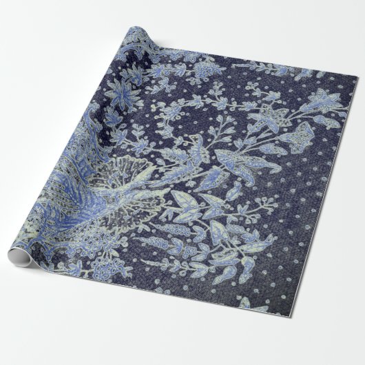 PAPIER À REPASSER CADEAU MOTIF ANTIQUE EN BLEU (Déroulé)