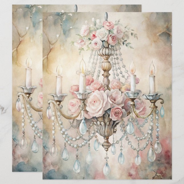 Papier à retouche chic Blue Shabby (Devant / Derrière)