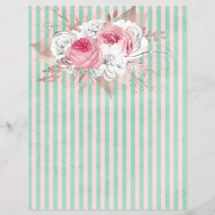 Papier à scandale à rayures de bouquet rose