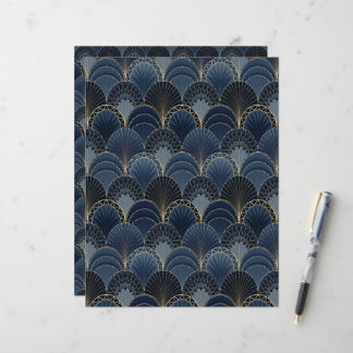 Papier à scandale Art déco bleu et or