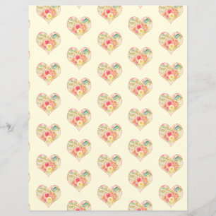 Papier à scandale Coeurs et Bouquets de Rose