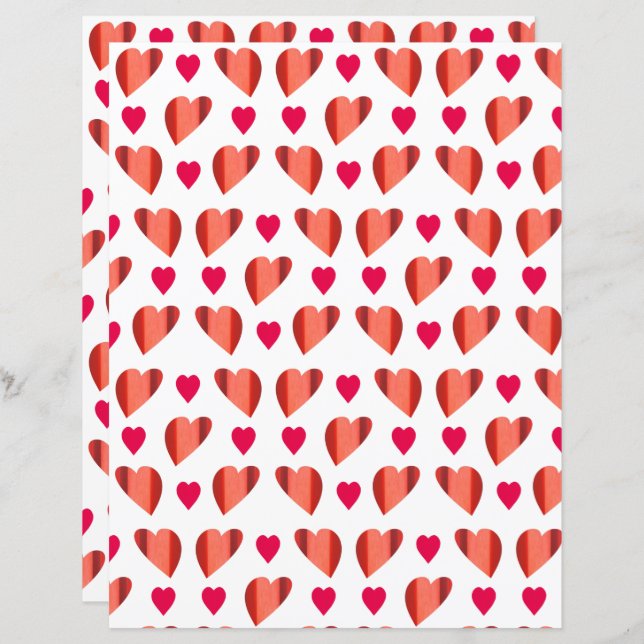 Papier à scandale Coeurs rouges et roses (Devant / Derrière)