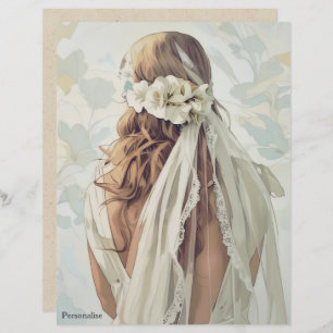 Papier à scandale du Voile vintage Fleurs blanches