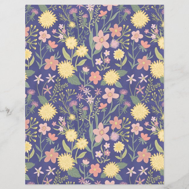 papier à scandale fleurs florales roses pourpre bo (Devant)