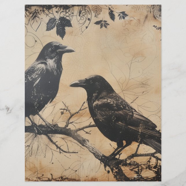 Papier à scandale Halloween Crow vintage (Devant)