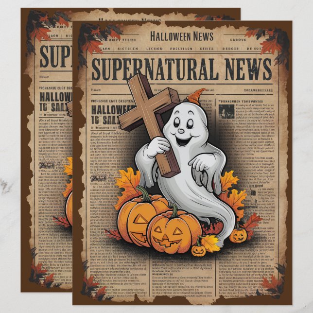 Papier à scandale Halloween Ghost vintage (Devant / Derrière)
