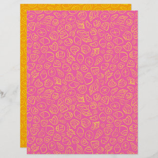 Papier à scandale rose coquillages