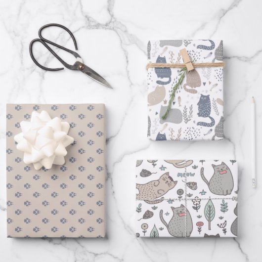 Papier à thème chat mignon pour fête  (Recto)