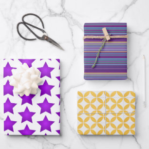 Papier à trois feuilles - Étoiles Rayures Pétales