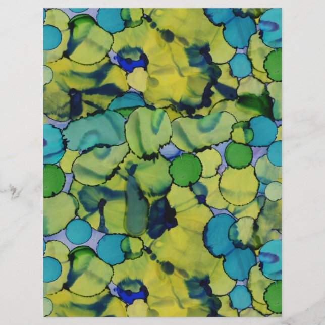 Papier Abstract Watercolor Green Teal Blue Paper Sheet (Devant)