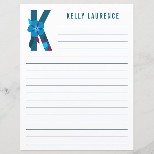 Papier Abstrait à revêtement Alphabet Floral (Devant)