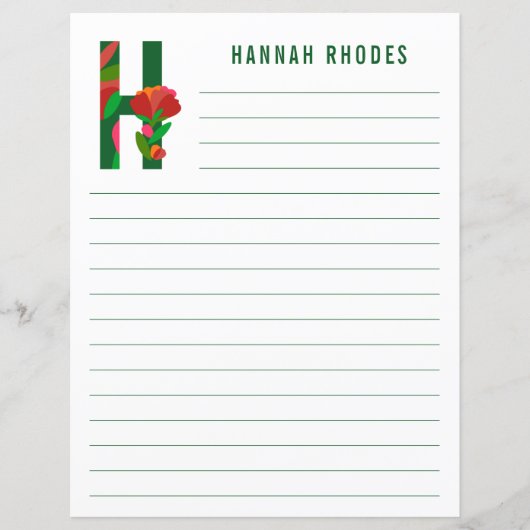 Papier Abstrait à revêtement Alphabet Floral (Devant)