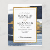 Papier Abstrait Marine bleu aquarelle or cadre Mariage (Devant)