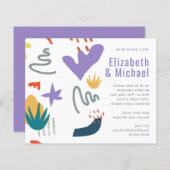 Papier Abstrait moderne violet vert orange mariage Invita (Devant / Derrière)