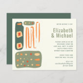 Papier Abstrait Olive Green Orange Wedding Invite (Devant / Derrière)