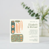 Papier Abstrait Olive Green Orange Wedding Invite (Debout devant)