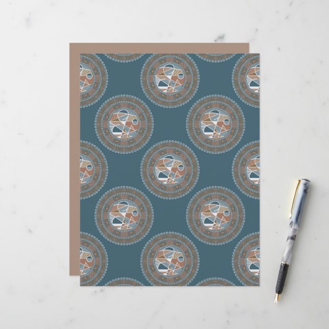 Papier Accent Abstrait Polka Ornate Dot Mandala Scrapbook (Devant/Arrière en situation)