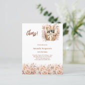 Papier Accueil crème fleurons rose invitation anniversair (Debout devant)