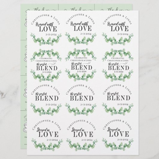 Papier Accueil De Mariage | Sac à thé (Devant / Derrière)