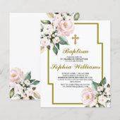 Papier Achèvement du baptême rose et blanc budget (Devant / Derrière)