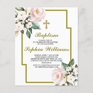 Papier Achèvement du baptême rose et blanc budget