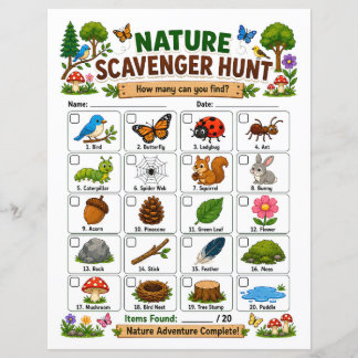 Papier Activité de chasse au trésor de la nature pour les