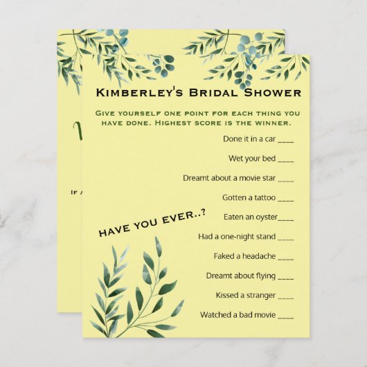 Papier Activité de Fête des mariées du jeu de questions l (Devant / Derrière)