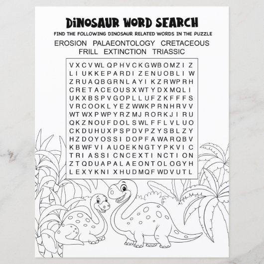 Papier Activité Enfants Dinosaur Puzzle Mot Recherche (Devant)