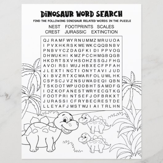 Papier Activité Enfants Dinosaur Puzzle Mot Recherche (Devant)