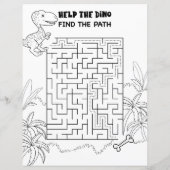 Papier Activité Enfants T-Rex Dinosaur Maze Fun Puzzle (Dos)