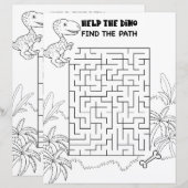Papier Activité Enfants T-Rex Dinosaur Maze Fun Puzzle (Devant / Derrière)