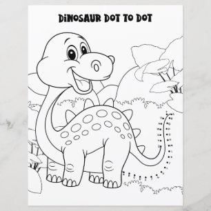 Papier Activité pour enfants Dinosaure Point à Point par