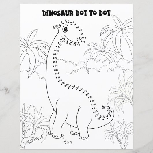 Papier Activité pour enfants dinosaure relier les points (Devant)