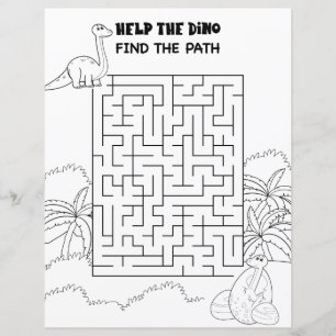 Papier Activité pour enfants Labyrinthe de dinosaure mign