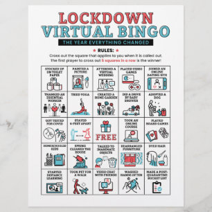 Papier Activités de verrouillage du bingo de quarantaine