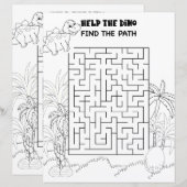 Papier Activités pour enfants Stegosaurus Dinosaur Maze P (Devant / Derrière)