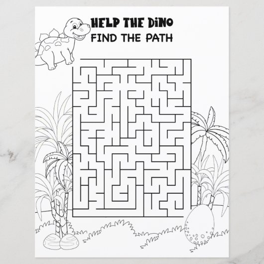 Papier Activités pour enfants Stegosaurus Dinosaur Maze P (Devant)