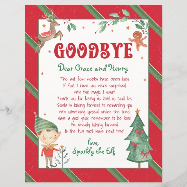 Papier Adieu Elf Noël Elf Personnalisé (Devant)