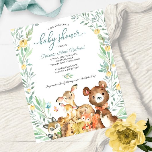 Papier Adorable Baby shower de bois Invitation budgétaire