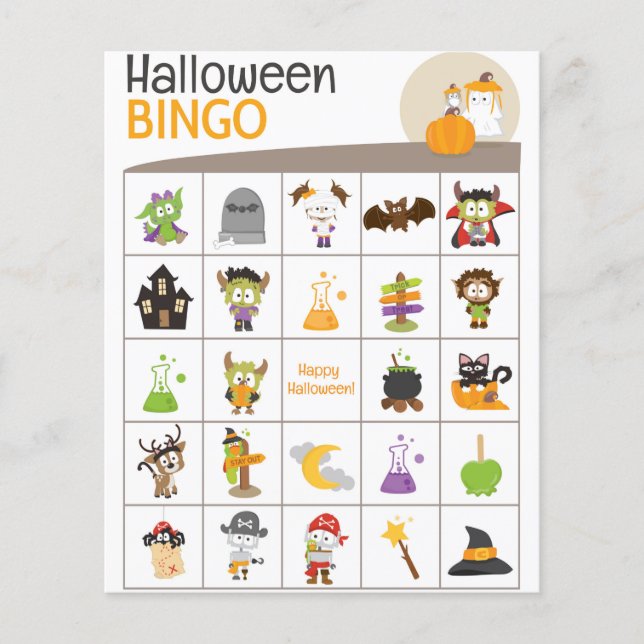 Papier Adorable Ghost & Bird Halloween Bureau BINGO! (Devant)