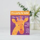 Papier Adorable Giraffe Party Invitation avec enveloppe (Debout devant)