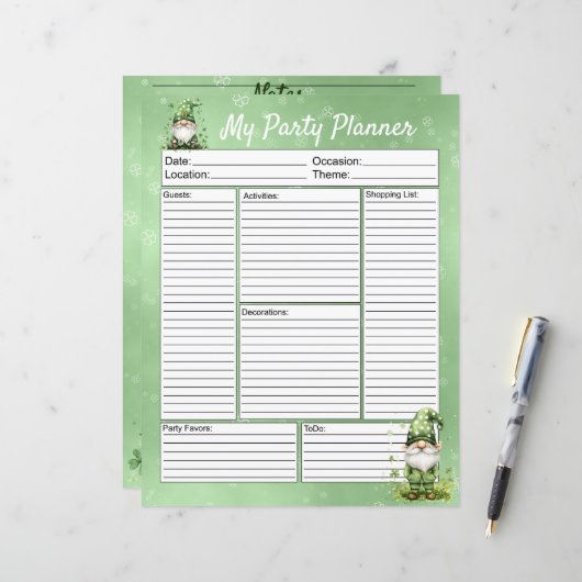 Papier Adorable Green St. Patrick's Day Gnomes (Devant/Arrière en situation)