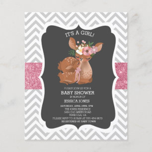 Papier Adorable Pink Deer Chevron Parties scintillant Bab