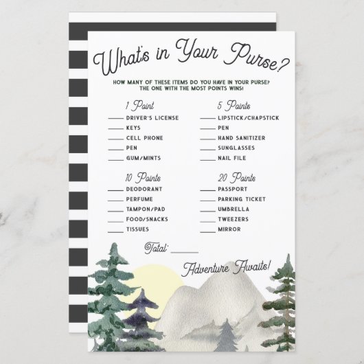 Papier Adventure Attend ! Qu'y a-t-il dans votre sac à ma (Devant / Derrière)