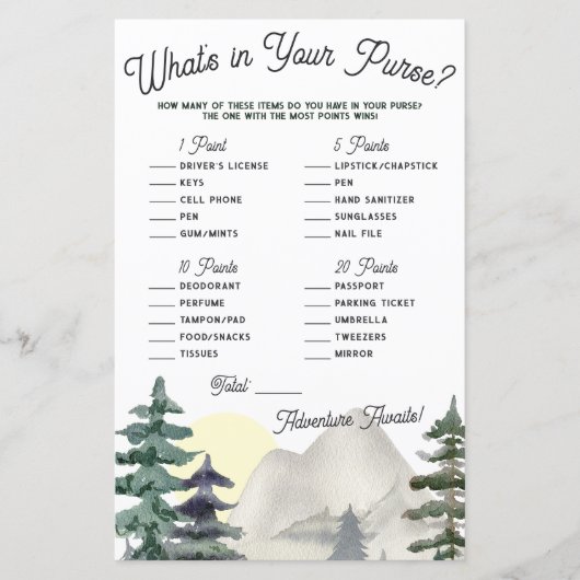 Papier Adventure Attend ! Qu'y a-t-il dans votre sac à ma (Devant)