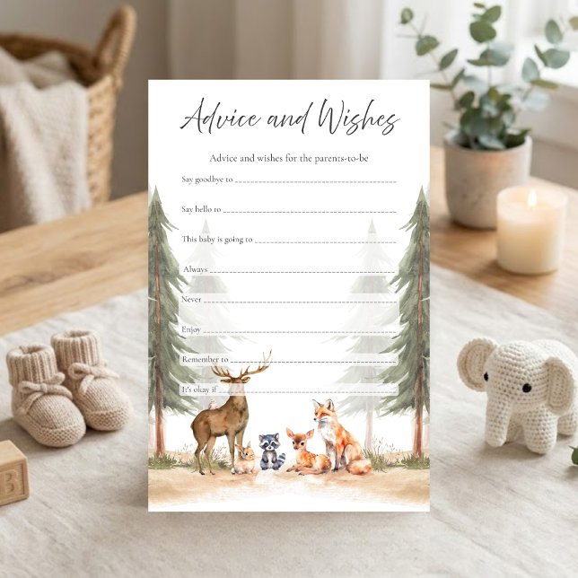 Papier Adventure Begin Woodland Shower Advice & Wish Game (Let the Adventure Begin Woodland Animals Baby Shower Advice and Wishes Game)